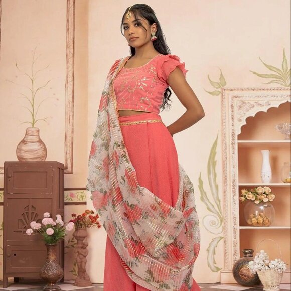 Pink Lehenga | EthnoChic Collection | Muvvas Boutique - Picture 3 of 5